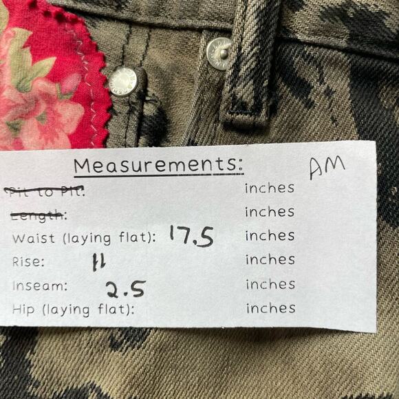 Madam P Acid Dyed Upcyled Patchwork Black Jean Shorts Gothcore sz. 31 #AM - Picture 9 of 10